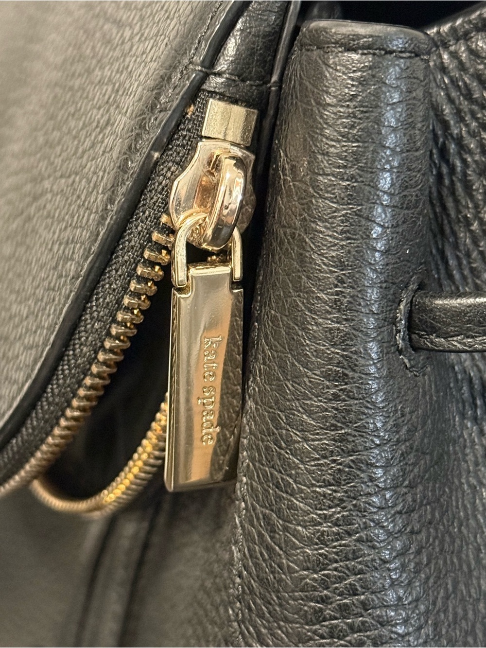 Kate Spade New York Black Pebbled Leather Flap Backpack - Picture 9 of 12